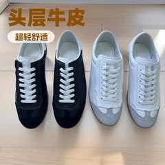 mm*6无标真皮小白鞋女复古德训鞋运动休闲鞋平底板鞋日常百搭休闲