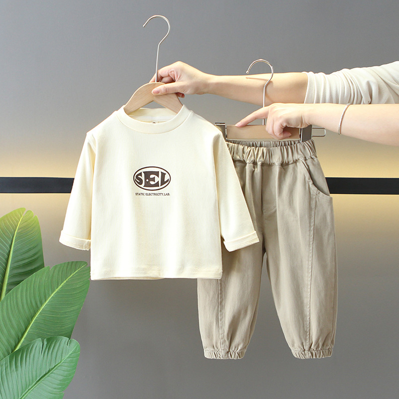 6145 Traje de primavera para niños 2025 nuevo estilo fresco y guapo chaqueta de camisa coreana para niños traje de primavera y otoño para bebés de tres piezas