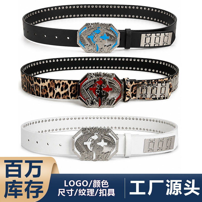 Cross-border domestic sales bestseller, pure handmade popular dial warhorse belt, business trendy retro Y2K belt