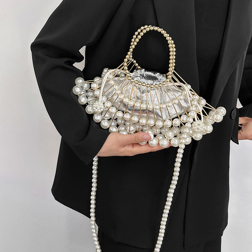 Handmade chain bag with beads, trendy, popular in Europe and America, retro Korean style, high quality, shoulder bag, crossbody bag, handbag