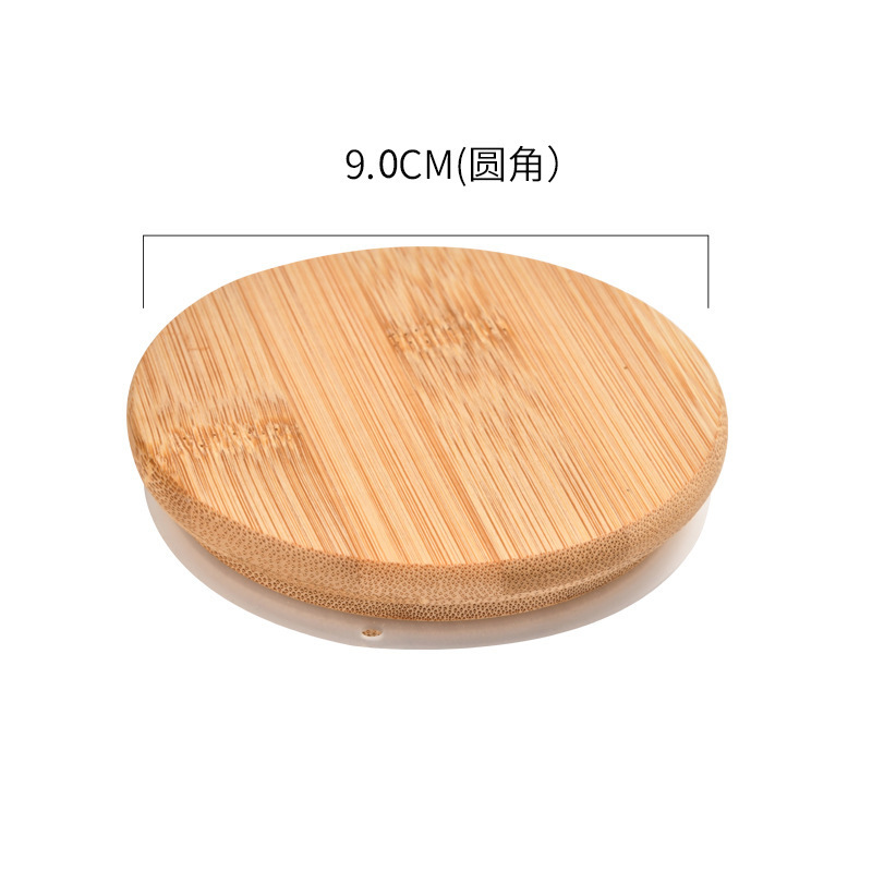 Pot de vidrio redondo en stock cubierta de bambú universal a prueba de humedad a prueba de polvo cubierta de bambú cubierta de madera de almacenamiento cubierta de sello de ángulo redondeado image 11