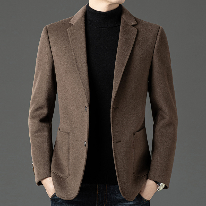 ウールの男性のスーツのコートの中年の秋冬のビジネスのレジャーは羽毛の中の大胆さを分解してアイロンをかけません。