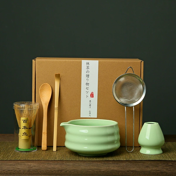 Green matcha, tea cup, box
