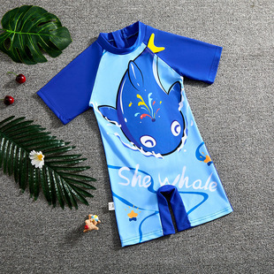 Children's Swimwear Boys 2025 Summer New One-piece Sunscreen Small and Medium-sized Children and Boys Seaside Cartoon Swimwear Equipment