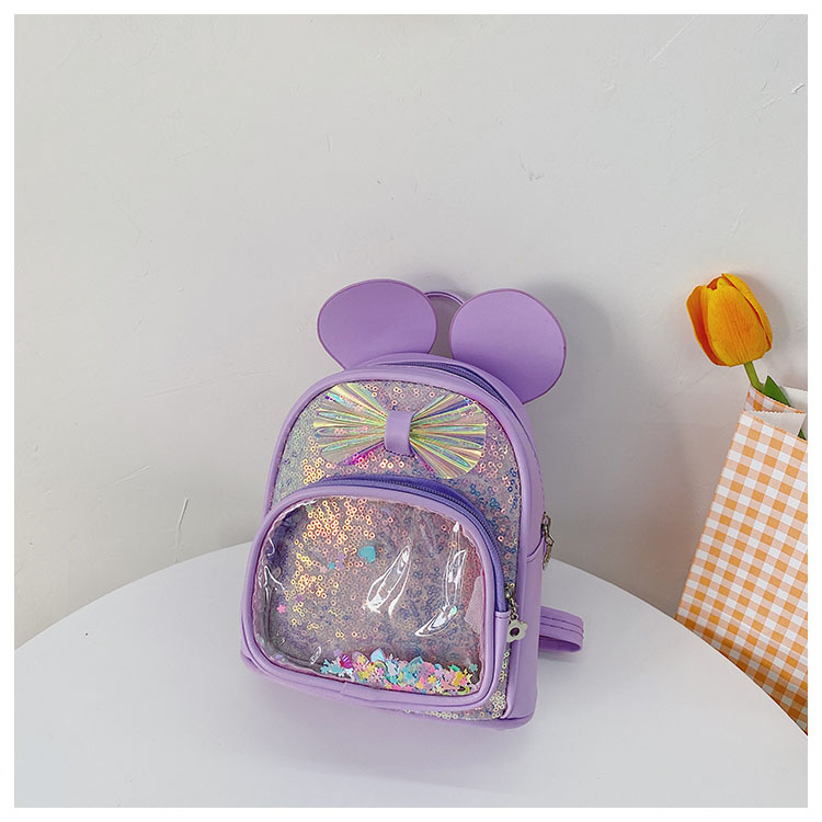 Cute Bow Knot Sequins Square Zipper Functional Backpack display picture 18