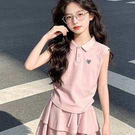 女童套装裙2026新款夏季巨好看POLO衫女大童洋气时髦夏薄款运动装