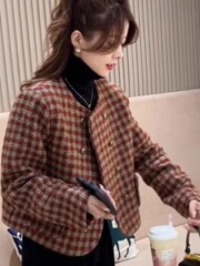 法式圆领短款秋高级小香风女外套气质新款2025宽松长袖上衣百搭