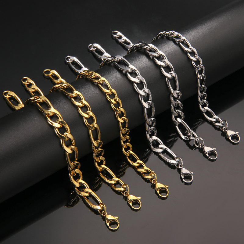 3:1NK Stainless Steel Men, Simple Plain Chain Jewelry, Versatile And Fashionable, DIY Bracelet For Women, Couple's_voghion.com