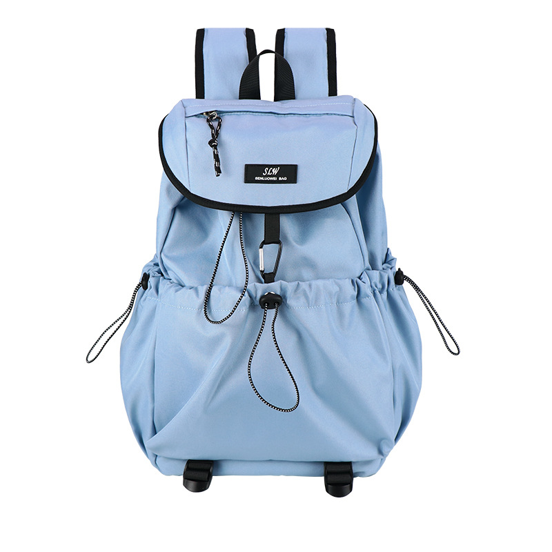 Mochila para estudiantes universitarios para mujer 2024 nueva mochila con cordón de color sólido para viajes de gran capacidad para estudiantes de secundaria
