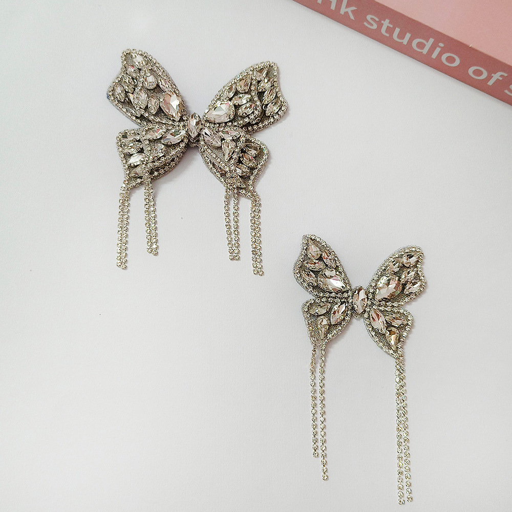 Parche Decorativo de Lazo con Strass y Cuentas, para Ropa/Zapatos, DIY