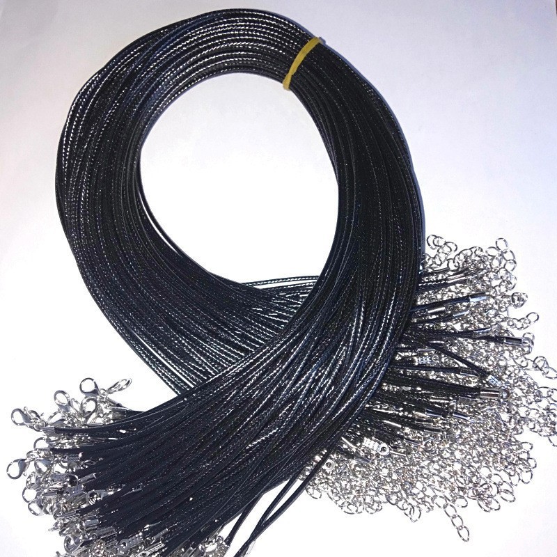 Leather cord necklace 1.5mm thick/45cm long + 5cm tail chain