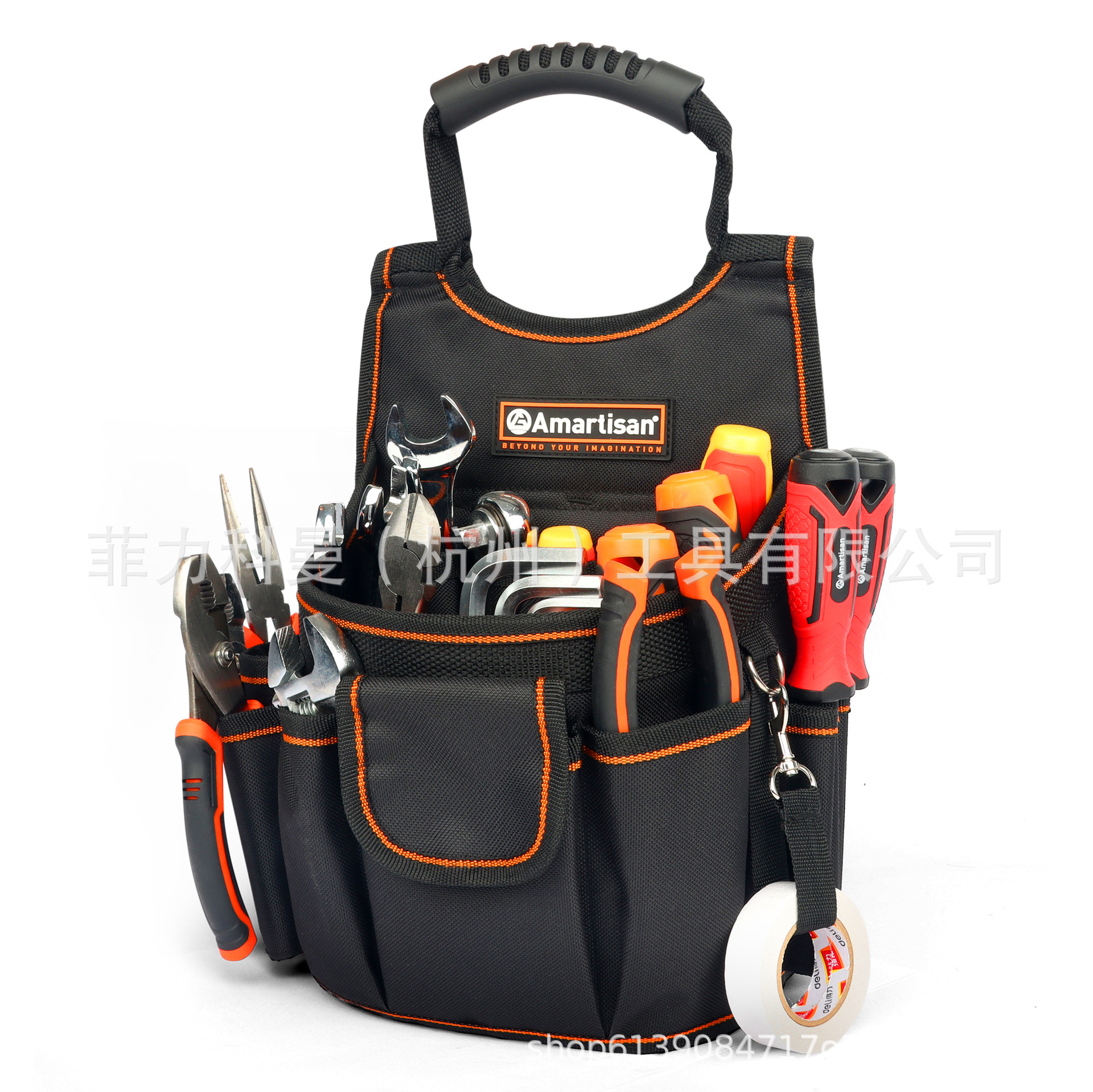 Bolsa de herramientas multifuncional, bolsillo de sitio de construcción bolsillo de almacenamiento de herramientas de hardware portátil multifuncional