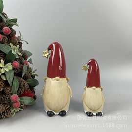 亚马逊新款陶瓷无脸老公公小矮人摆件创意圣诞节日装饰品