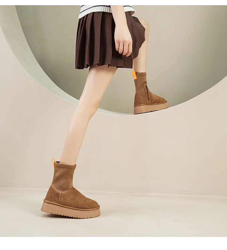 Stivaletti donna con suola spessa in pelle per inverno_voghion.com