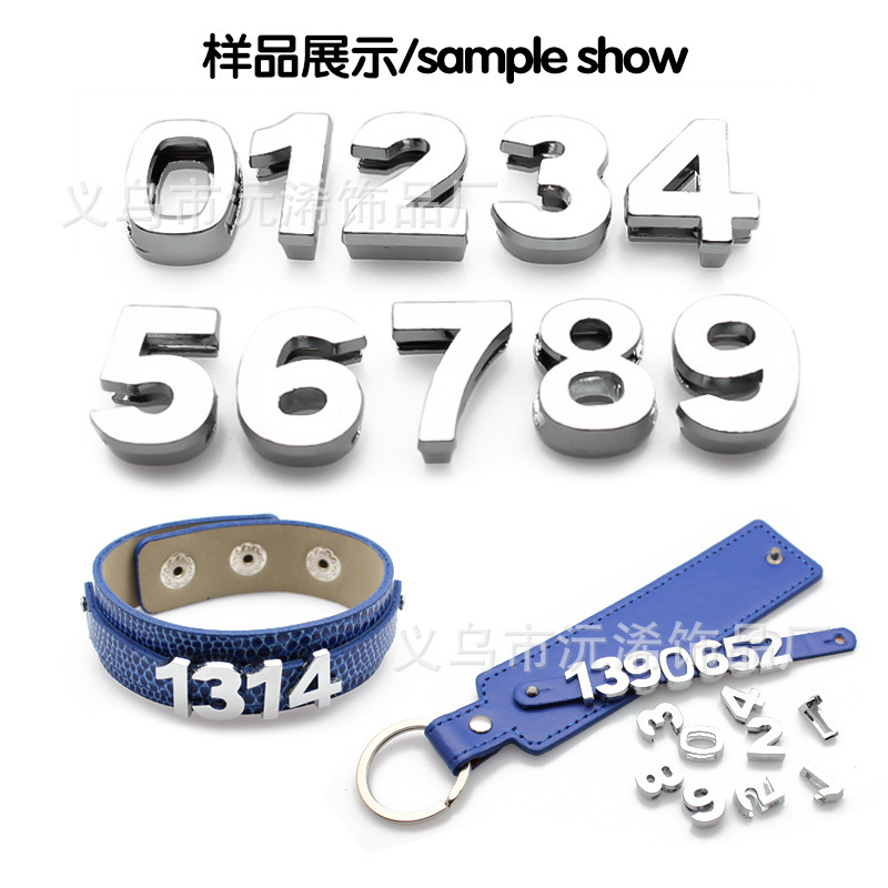 Alloy Chrome number 0-9 hole DIY alloy jewelry accessories hand woven bracelet parking card key chain