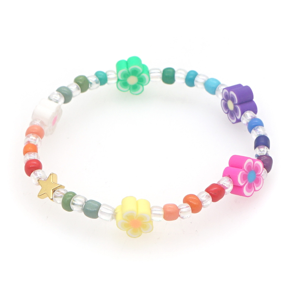 Bracelet Bohème Ethnique Verre Millet Perles Mixte Couleur Fleur Bracelet Céramique Souple display picture 6