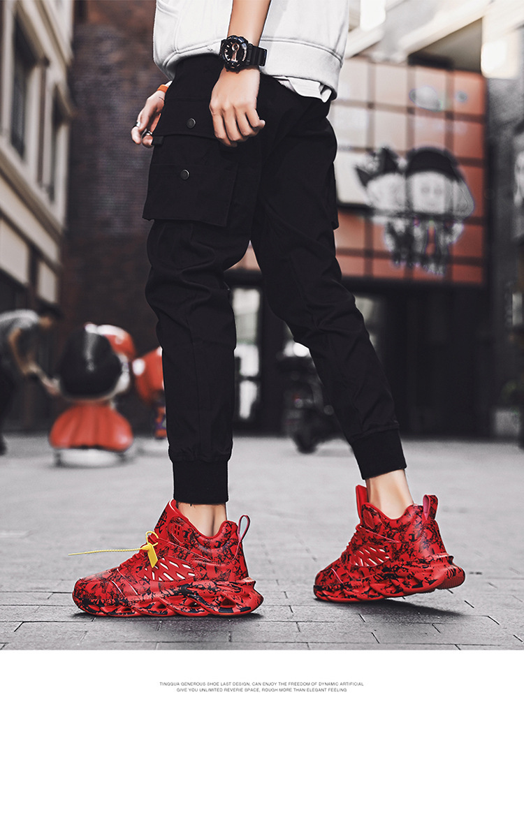 Esportes e lazer masculinos de inverno, tênis de corrida de basquete de cano alto para estudantes, tamanho grande_voghion.com