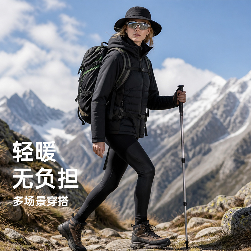 Chaqueta de plumón de ganso LU para invierno, deportiva, corta, cálida, estilo montaña, para correr, yoga, para mujer.