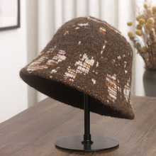 日系复古提花针织渔夫帽子女秋冬新款保暖高级感盆帽显脸小水桶帽