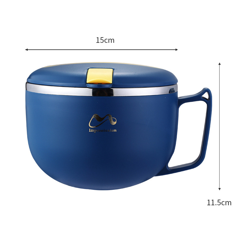 304 de acero inoxidable estilo japonés drenando tazón de fideos instantáneos dormitorio de estudiantes taza de fideos instantáneos lonchera de gran capacidad con tapa lonchera