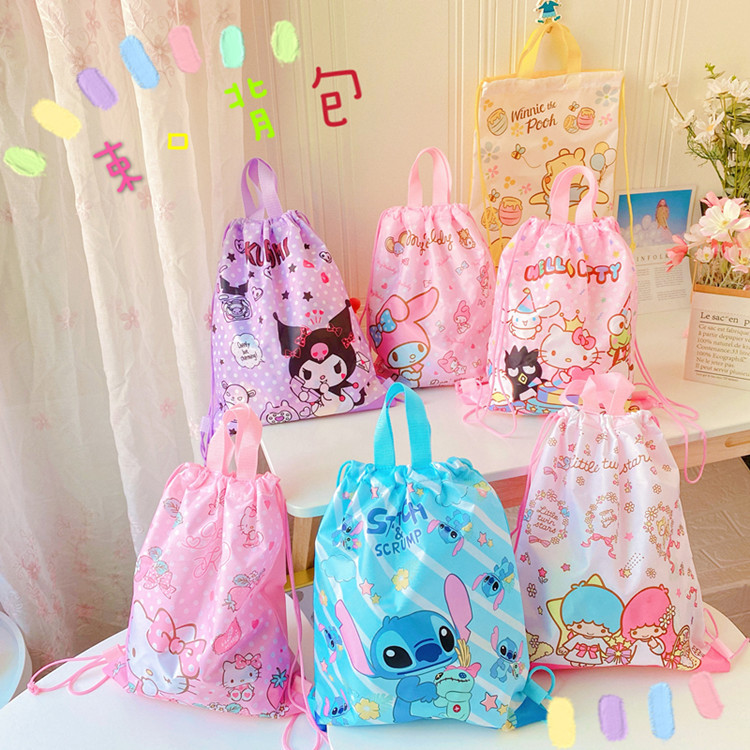 新款卡通多图抽绳束口背包双肩包便捷旅行收纳包学生补习背袋