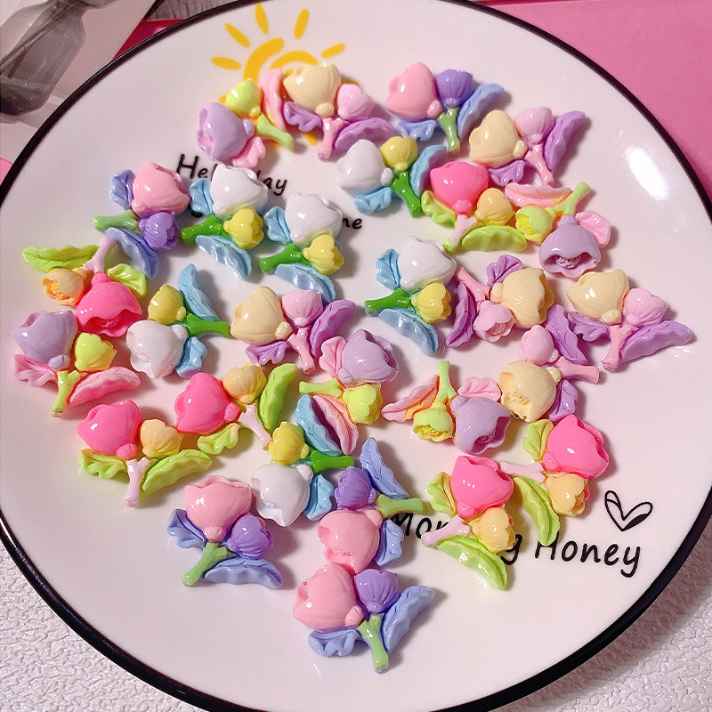 Nueva serie de flores de corn de macarón Diy accesorios de resina crema pegamento para el cabello caja de papelería colgante material hecho a mano