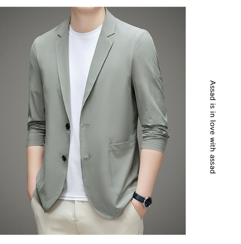 男士单西服春夏季轻薄款冰丝防晒衣高级感商务新款休闲小西装外套详情12