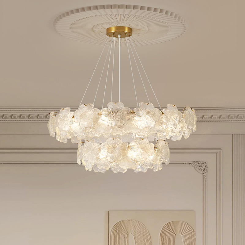 French-Style Living Room Chandelier, Creative Home Light Luxury Cream Candle Hall Crystal Lamp, Full Spectrum High-End Bedroom Lamp