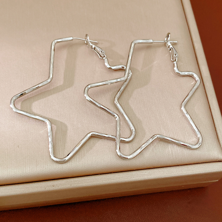 18k oro real plata galvanizado aguja estrella pendientes personalidad simple temperamento exagerado pendientes ligero de lujo de alta sensación pendientes mujeres