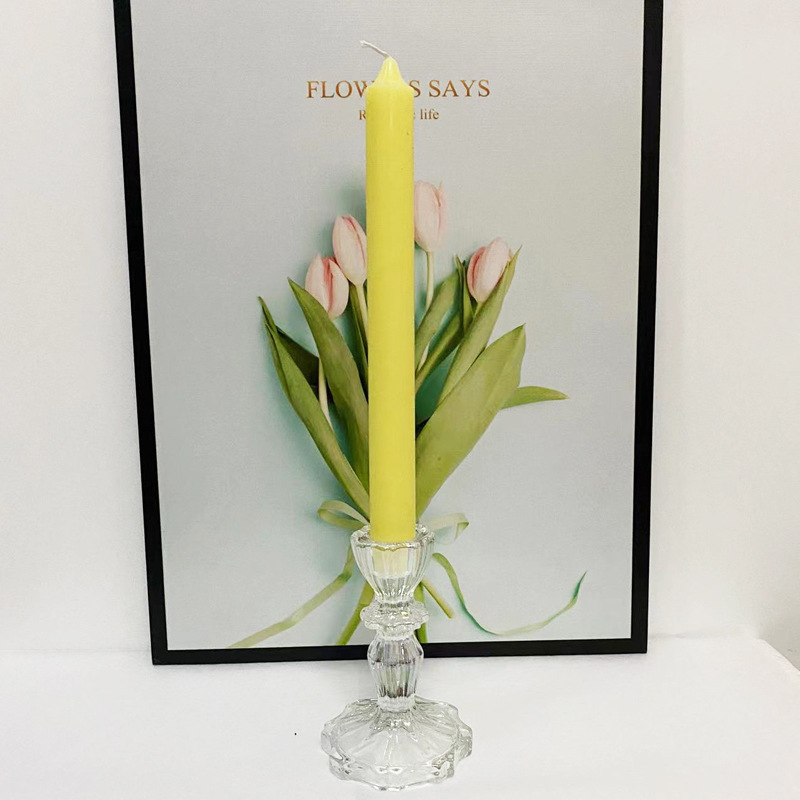 欧式简约ins玻璃烛台 家用杆蜡底座 浪漫餐桌蜡烛台 创意家居摆件