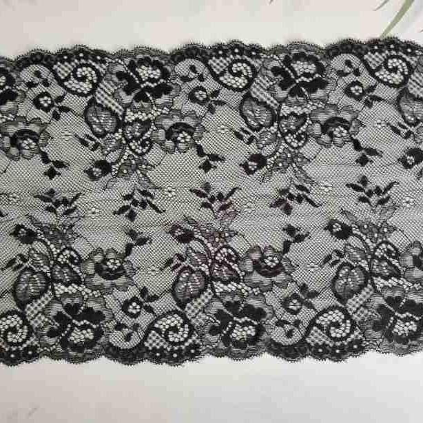 24cm蕾丝锦氨纶弹力花边内衣辅料黑色diy针织服装服饰配饰批发
