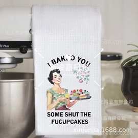 双十一特价活动跨境热销厨房主题洗碗巾超细纤维吸水热转印毛巾