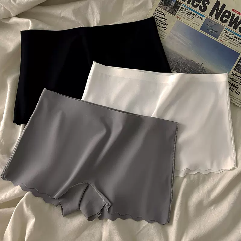 女士安全裤中腰舒适纯棉裆无痕冰丝平角内裤女夏防走光平脚打底裤