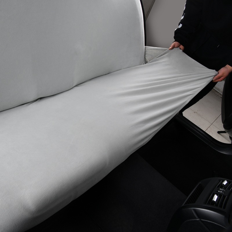 Thickened elastic car rear seat cover made of German velvet fabric, integrated backrest and seat cushion cover, suitable for all seasons