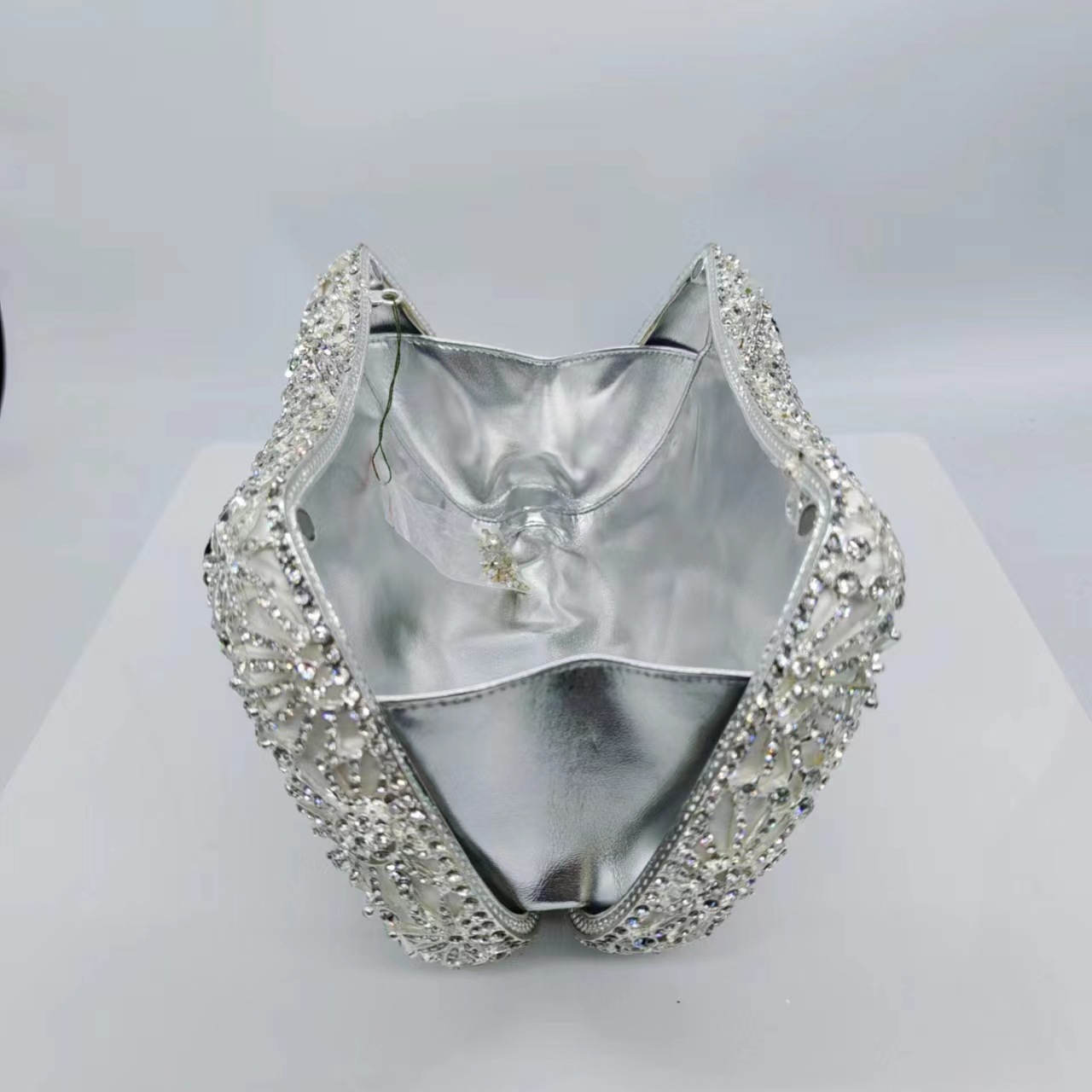 Túi clutch nữ cầm tay đính kim cương sang trọng dự tiệc — Màu trắng, Vàng hồng, Nền vàng kim cương trắng, Cá tính đặt làm chi tiết 8