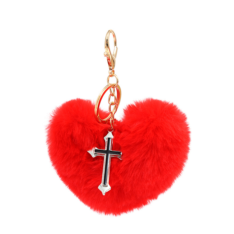 Amor llavero de peluche colgante melocotón corazón llavero colgante accesorios de la joyería bolsa de bolas de piel adornos pequeño regalo