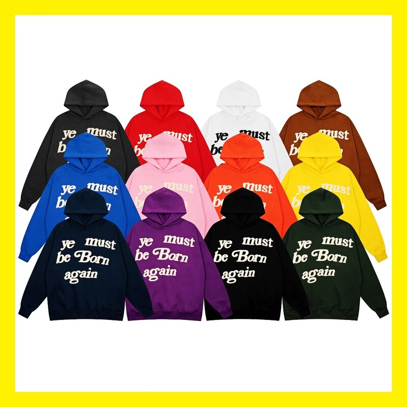Wholesale] KANYE with CPFM rebirth foam letters hooded sweater fleece-lined hoodie couple loose coat