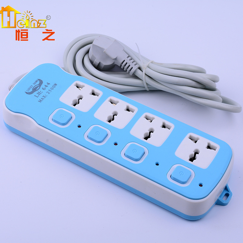 Comercio exterior nuevo cable de cobre 3 interruptor 4 enchufe colorido paquete inglés enchufe placa de conexión fábrica al por mayor