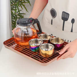 批发不锈钢茶具茶盘家用蓄水茶托盘户外野营小型茶台简约茶具套装