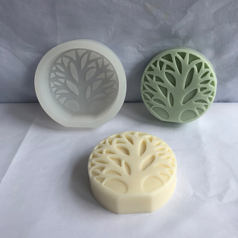生命之樹香薰蠟燭硅膠模具diy聖誕節蛋糕裝飾滴膠石膏手工皂模具