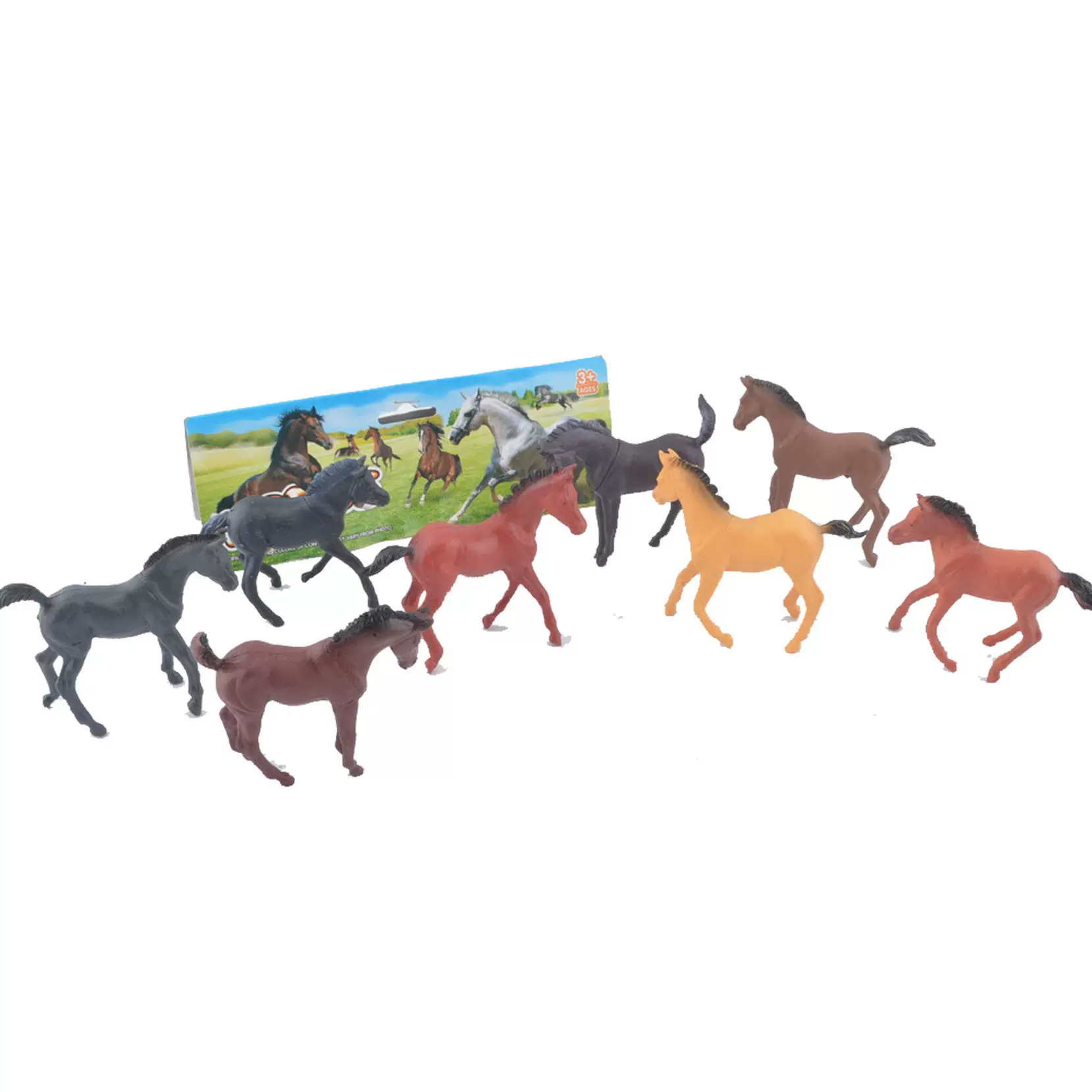 8只装仿真野生动物园实心PVC玩具模型 实心骏马玩具套装