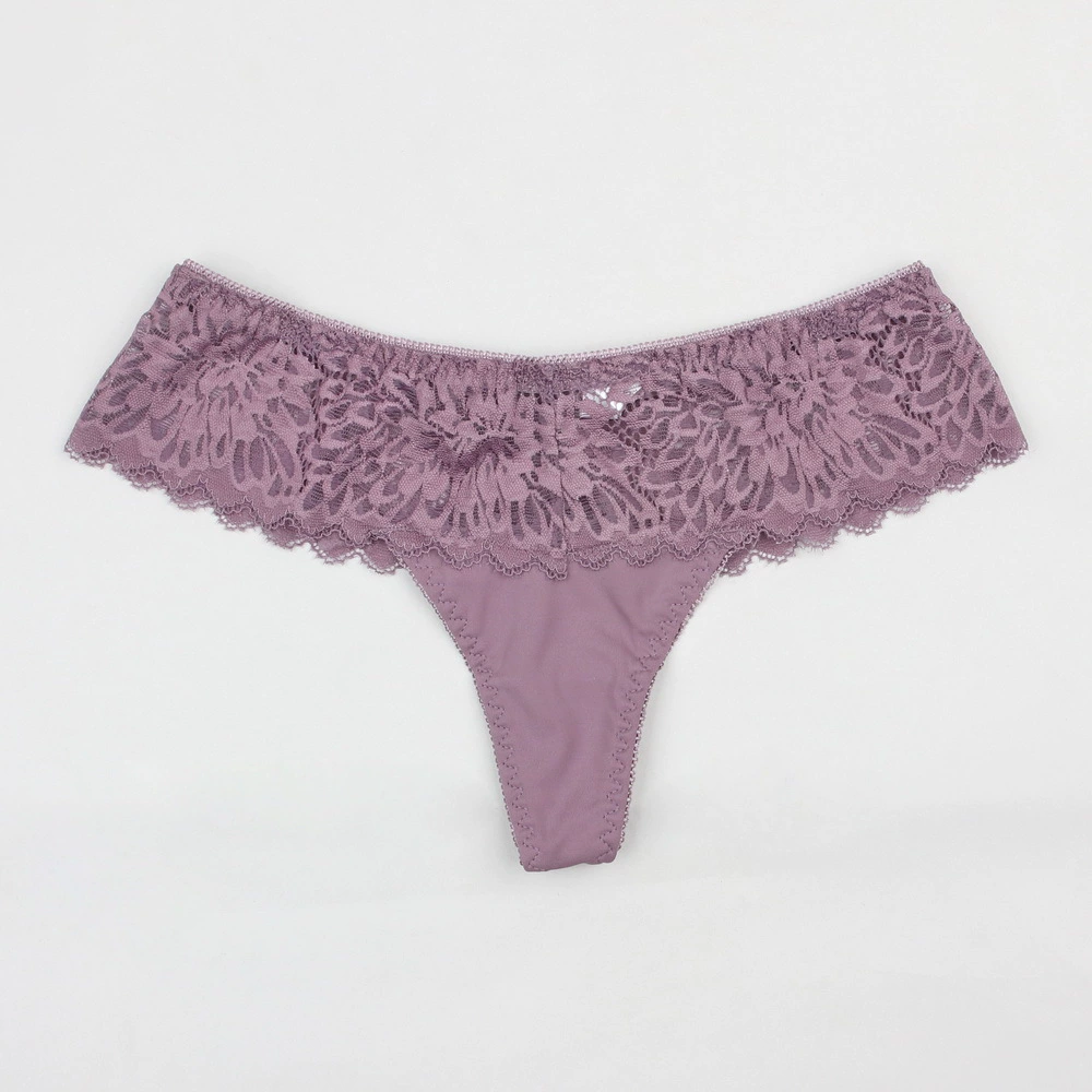 New Lace-Detail Milk-Silk Thongs for Women, Sexy Hollow-Back, Low-Waist, Seamless Comfort
