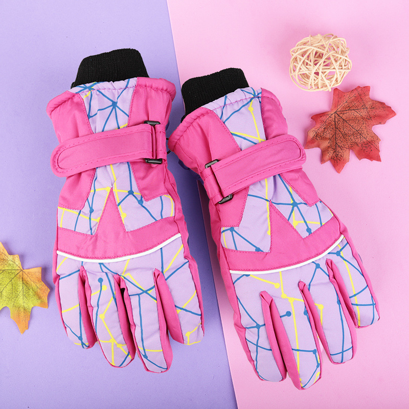 4-17 años de edad de los niños engrosada a prueba de frío impermeable a prueba de viento antideslizante cálido esquí nieve jugando guantes de algodón de invierno image 21