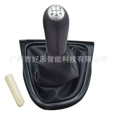 Suitable for Renault Clio 4 Cab and accessories - sk-renault97-matte-black-leather-black-stitching-5-speed-long-knob-black-frame-black-leather-cover-integrated-gear-shift-left-hand-drive