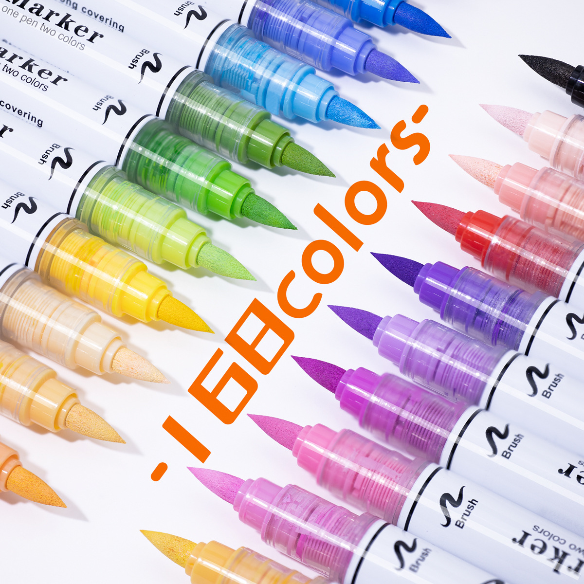 Guangna 8106 doble cabeza suave de doble color líquido directo acrílico marcador de papel opaco 168 color se puede plegar pincel de arte de color