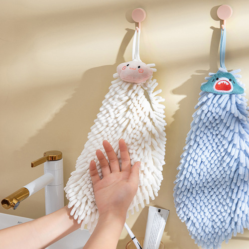 Cute hand towel for kitchen household lint-free hanging chenille towel absorbent ball thickened children's hand towel