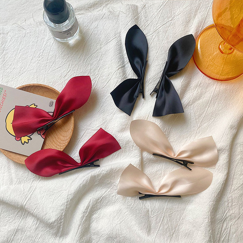 Black half-piece bow hairpin headdress Japanese internet celebrity super fairy girl pair clip side clip hair accessories clip hairpin