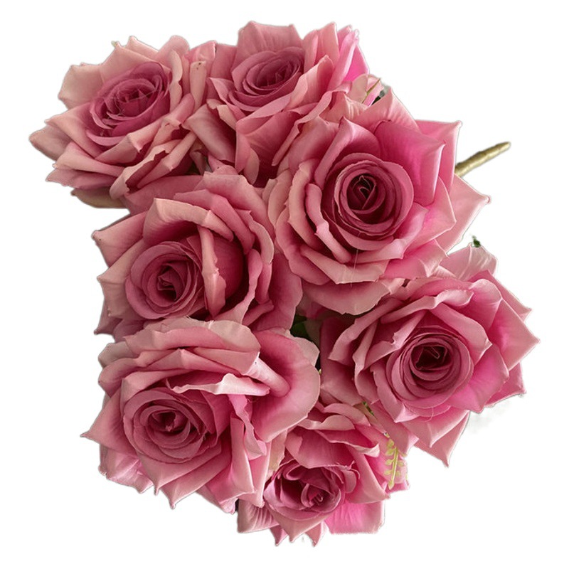 7-cabeza amante gran cuerno Rosa manejar manojo Boda boda decoración del hogar artificial flor falsa foto apoyos Rosa ramo