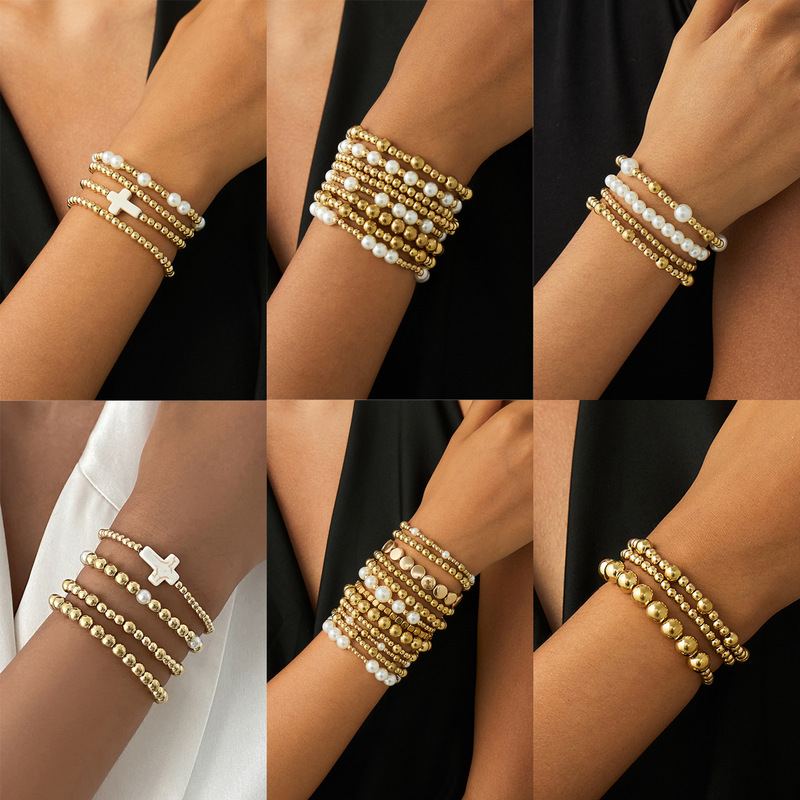 Europe and the United States cross-border jewelry personalized love metal tassel pendant bracelet ins wind irregular beaded jewelry