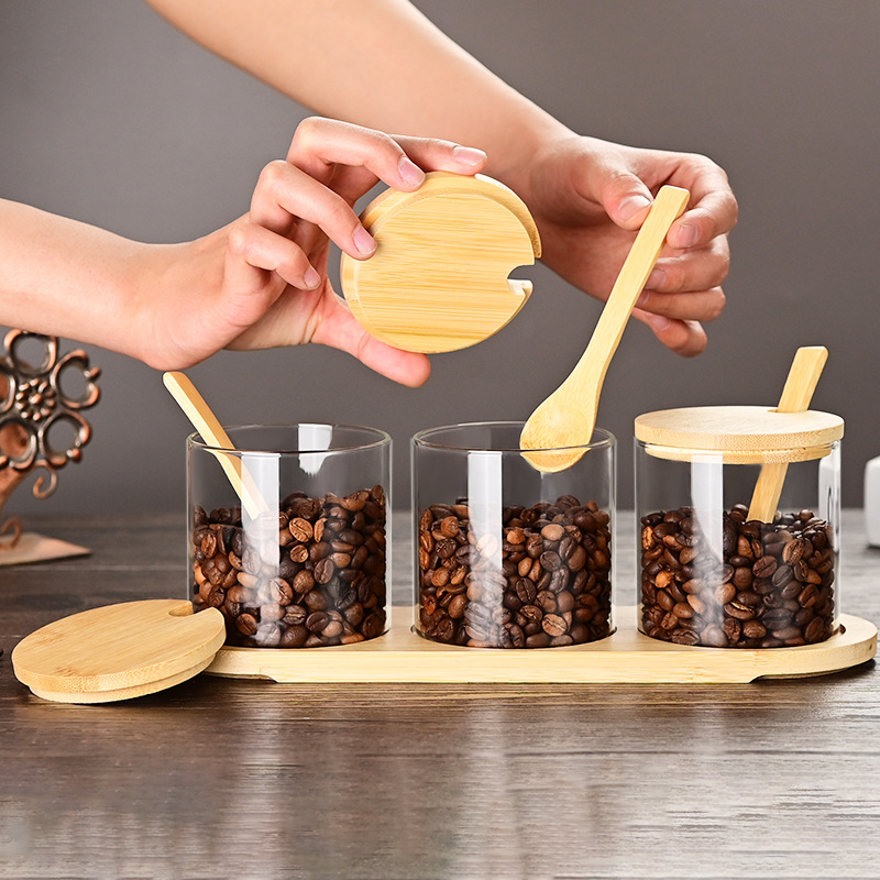 Latas de almacenamiento de vidrio con alto contenido de borosilicato, té perfumado, granos de café, latas a prueba de humedad, latas selladas especiales de cocina de alto valor con tapa